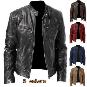 Men's Jackets Motorcycle Jacket Mens Slim Fit Short-Coat Collar PU Jackets Winter Autumn Zipper Stand Windproof Leather Coat 230808