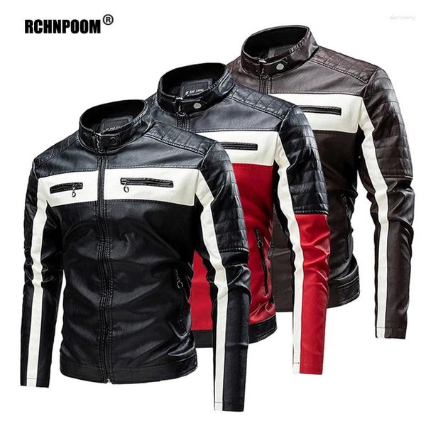 Chaquetas para hombres Chaqueta de cuero de motocicleta Hombres 2024 Otoño Casual Vintage Fleece Biker Biker Masculino Primavera Moda Bomber Abrigo