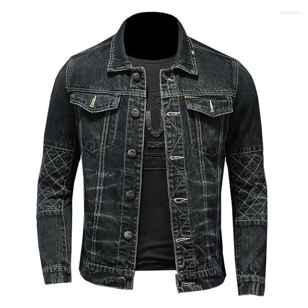 Vestes pour hommes Moto Hommes Haute Qualité Biker Veste En Jean Punk Broderie En Détresse Jeans Manteau Skateboard Streetwear Printemps Automne