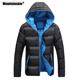 Vestes pour hommes Mountainskin 5XL hiver décontracté nouvelle capuche épaisse veste rembourrée fermeture éclair mince et femmes Parka tenue chaude EDA020 L220830