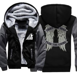 Vestes pour hommes Film The Walking Dead Wings Imprimer Mens Sweat à capuche Mode Manteaux décontractés Hiver Imprimer Survêtement Lâche Surdimensionné Épaissir Veste Homme 230905