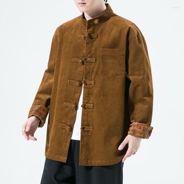 Vestes pour hommes MrGB automne hiver hommes veste en velours côtelé manteau grande taille 2023 Style chinois col montant décontracté Vintage mâle marque