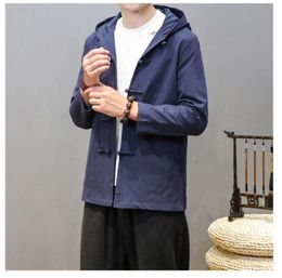 Herenjacks mrgb casual massieve kleur jas Chinese stijl losse man kap 2023 lente herfst vintage oversized mannelijke jas top