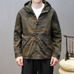 Chaquetas para hombre MRGB estilo chino chaqueta con capucha para hombre Casual de gran tamaño moda hombre Vintage 2023 Otoño Invierno abrigo suelto para hombre Top