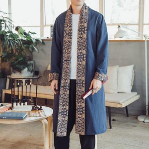 Vestes pour hommes MrGB hommes décontracté imprimé Long manteau épaissi chaud coupe-vent 2022 Style chinois mâle vêtements Vintage