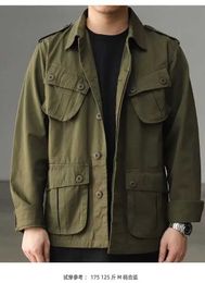 Vestes pour hommes Veste cargo multi-poches hommes tactiques couleur unie rétro décontracté Style Safari vestes à revers amples M42 Casual Retro vêtements d'extérieur nouveau J240125