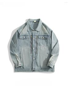 Vestes pour hommes Veste en denim de couleur contrastée lavée multi-poches à la mode Marque Street Hip Hop Zipper Décoré Beau Manteaux amples décontractés