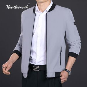 NEEDLESNOAH Zomer Mannen Business Jas Slim Fit Windjack Mannelijke Lange Mouw Rits Effen Trend Effen Baseball Jas 230826