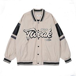 Herenjacks neutralen kaki varsity bomber jas y2k man lange mouw college mannen letten letterman casual London honkbal vrouwen