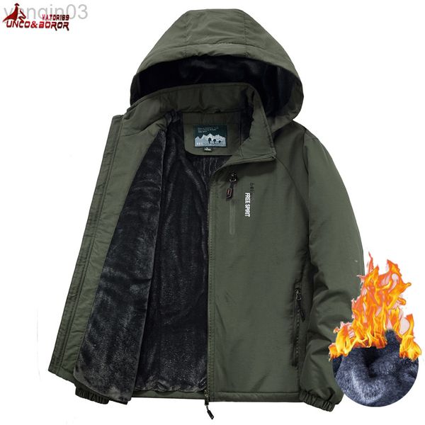 Vestes pour hommes Nouveau 2021 Hiver Épaissir Chaud Polaire Armée Veste À Capuche Streetwear Casual Coton Doublé Parka Jaqueta masculina L220830