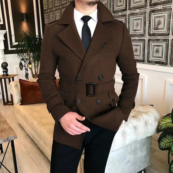 Vestes pour hommes Nouveau manteau de laine à double boutonnage Trench d'hiver Long manteau de haute qualité homme laine coupe-vent extérieur 231011