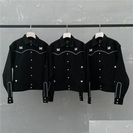 Vestes pour hommes Nouvelle veste hommes femmes 1 haute qualité Vintage style britannique manteaux de broderie livraison directe vêtements vêtements vêtements d'extérieur Otig0