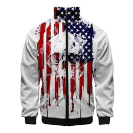 Vestes masculines Nouveaux États-Unis Patché à drapeau américain 3d veste hommes femmes harajuku hip hop nouveau manteau de style décontracté collier collier zipper sweat-shirt veste t240523