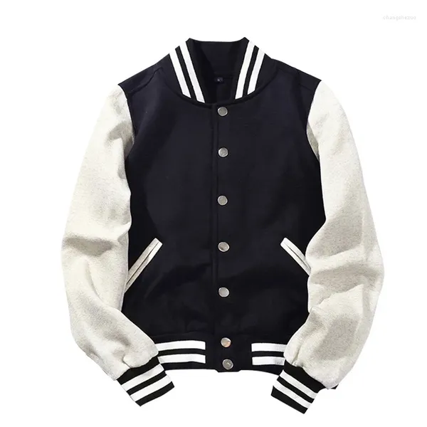 Vestes pour hommes Belle arrivée Épissée Marque Simple Boutonnage Patchwork Style court à manches côtelées Bomber Veste Hommes Coton Casual Baseball Manteau