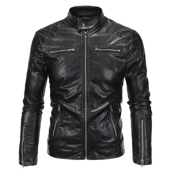 Vestes pour hommes belle automne hiver chaud veste en cuir hommes coupe-vent mode moto Punk manteau mâle Streetwear Chaqueta Hombre