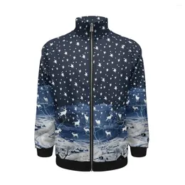 Chaquetas para hombres Noisydesigns 2024 Stand Collar Raglan Sudadera Chaqueta Estrellas Navidad 5XL Pareja Cremallera Tops Ropa exterior Primavera Dropship