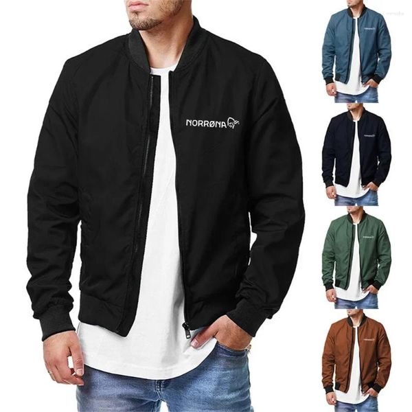 Vestes pour hommes Norronamen's Light Bomber Zippered Flying Jacket Informal College Coupe-vent Manteau d'hiver Vêtements imperméables