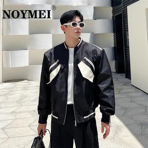 Heren Jackets Noymei 2024 Contrast Kleur Modieuze Koreaanse stijl Jacket Zipper kraagloze casual patchwork herfst Male jas WA2785