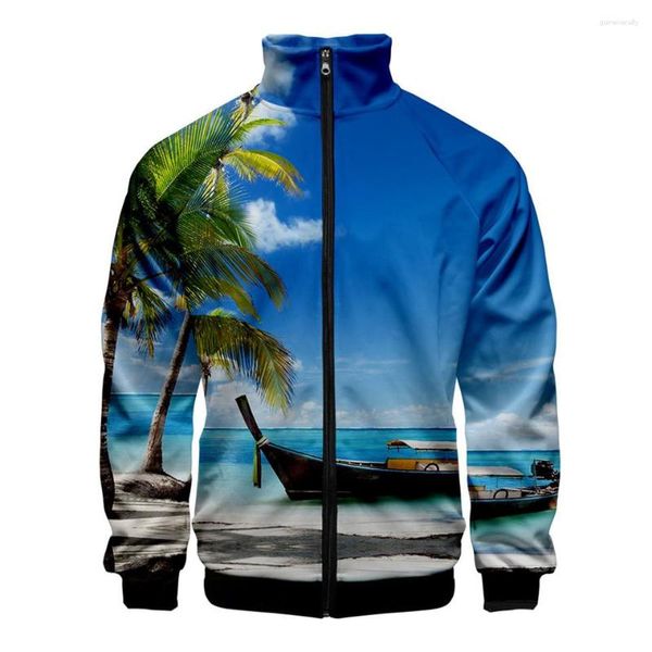 Chaquetas para hombres Ocean Beautiful Seaside View Coconut Tree Sudaderas con capucha Hombres Mujeres Sudadera con capucha de manga larga Sudadera Otoño Invierno Zip Up Chaqueta Tops