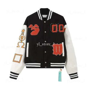 Vestes masculines au large de veste universitaire blanche vestes masculines Offs Men Mens Designer of Windbreaker vintage Long Baseball Hip Hop Off Whitejacket Mabe 9932