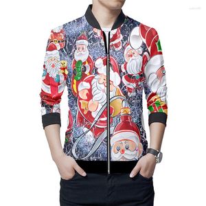 Herenjacks ogkb santa claus 3d geprinte jas mannen casual lange mouw jas streetwear unisex kerst oversized dames xmas groothandel