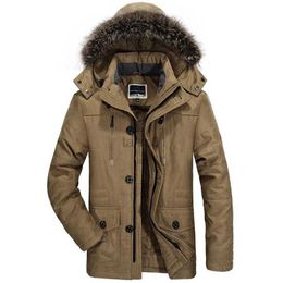 Vestes homme ONESTAND veste d'hiver hommes grande taille coton rembourré chaud Parka manteau décontracté fausse fourrure à capuche polaire longue mâle veste coupe-vent zln231108