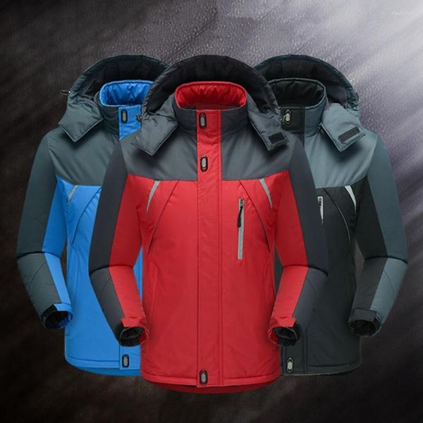 Vestes pour hommes manteau en duvet d'extérieur grande bande réfléchissante en peluche homme enveloppement du cou pour adulte