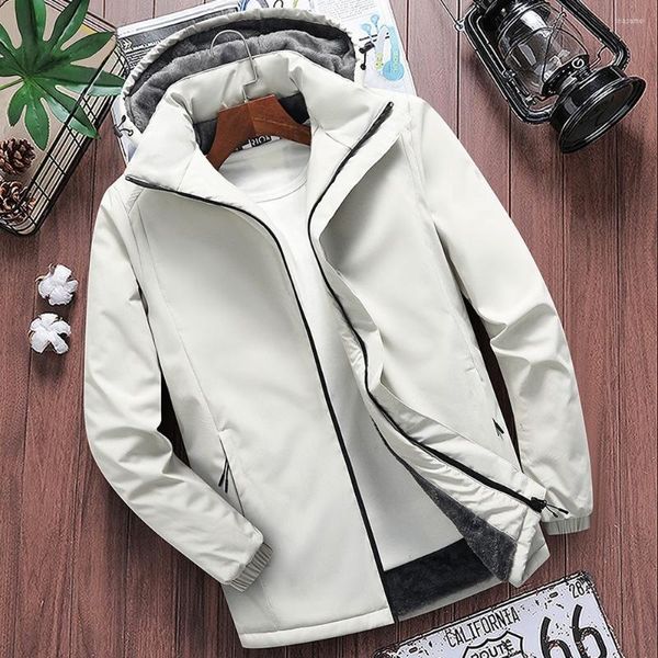 Chaquetas para hombre, chaqueta para exteriores, abrigos cálidos forrados de piel impermeables para invierno con capucha, abrigo grueso para senderismo y senderismo a prueba de viento