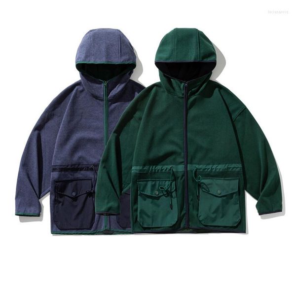 Chaquetas de hombre al aire libre hombres deporte moda suelta Casual bolsillo chaqueta con capucha abrigo hombre Japón Cityboy Hip Hop Sudadera con capucha abrigo prendas de vestir exteriores