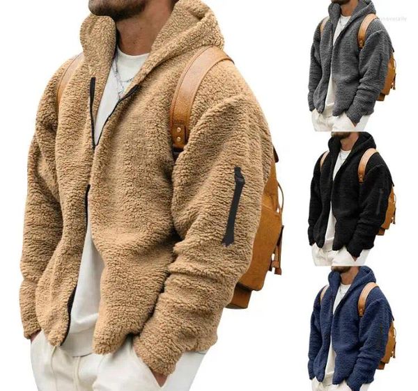 Vestes pour hommes en plein air veste polaire chaude hiver manteau résistant au froid couleur unie à capuche en gros