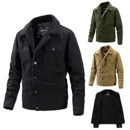 Vestes pour hommes vêtements d'extérieur hiver en peluche épaissi lavé revers version coréenne coupe ajustée veste mode jeunesse homme top coat