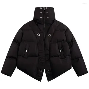 Vestes pour hommes vêtements d'extérieur haut en cuir de luxe Designer Parkas hommes veste bouffante manteaux rembourrés noirs manteau de rue à col haut irrégulier