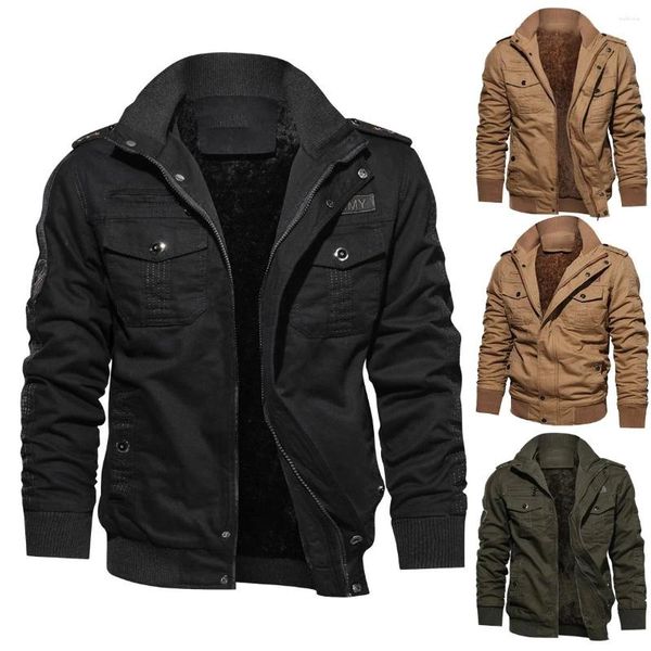 Chaquetas para hombres de gran tamaño de invierno espesar lana casual para hombre chaqueta de algodón abrigo multibolsillos tácticos parkas rompevientos