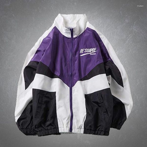 Chaquetas masculinas de gran tamaño para hombres béisbol de béisbol primavera otoño harajuku carta impresa casual cremallera colegio de estilo universitario abrigos