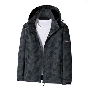 Chaquetas para hombres P Coat para hombre Otoño e invierno Camuflaje Color impreso Color ligero Correr Chaqueta de lluvia Hombres Trench de cuero