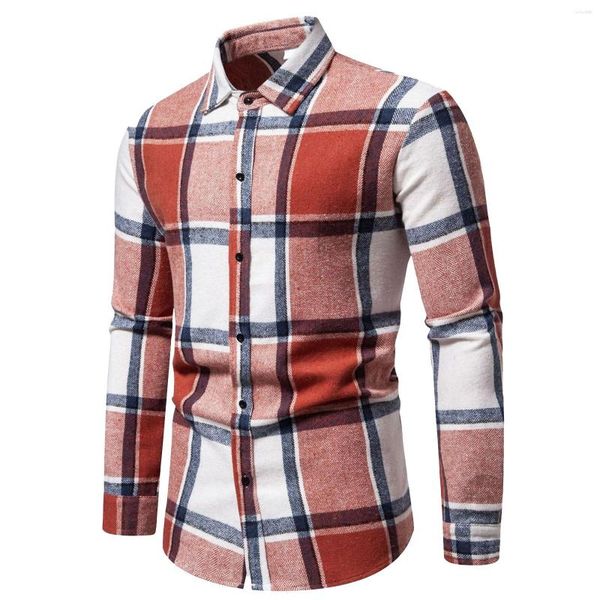 Chaquetas de hombre acolchadas con botones gruesos camisa a cuadros moda casual abrigo cálido estampado Hawaii blusa manga larga