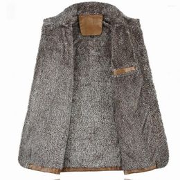 Chaquetas para hombres Parka Coat 1 Mens Invierno Cálido Khaki Espesar Fleece Forrado Trench Chaqueta PU Abrigo de cuero