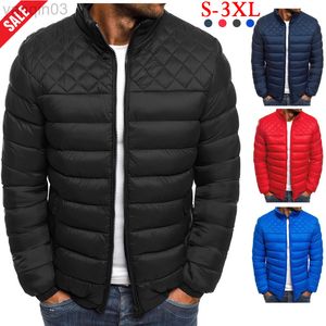 Heren Jackets Parka Winter Warm Stand Kraagbuffer Solid plus size overjas Zipper Streetwear Casual L220830