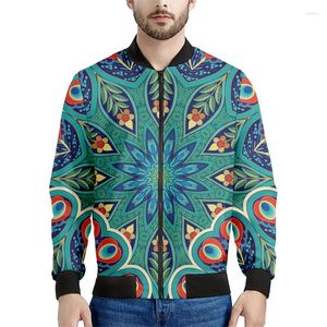 Herenjacks Peacock Feather Floral Pattern Print Bomber Jacket 3d Sweatshirt met lange mouwen Cool Street Zipper Coat