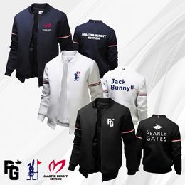 Chaquetas para hombres Pearly Gates Master Bunny Jack Bunny Imprimir Hombres Bomber Chaquetas Casual Deporte Béisbol Tops Stand Collar Manga larga Suéter Abrigos 230111