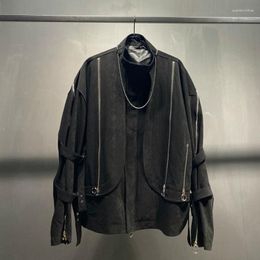 Chaquetas para hombres personalidad cremallera nicho diseño abrigo alta calidad 2024 otoño moda elegante calle chaqueta masculina ropa