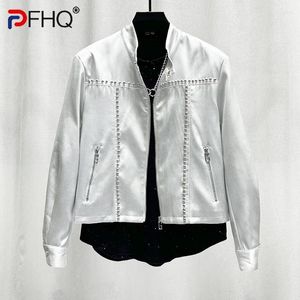 Vestes pour hommes pfhq conception liquide moto rivet stand collier marée marque lâche pad tampon court court coulage avancé automne 21Z4177