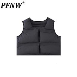 Vestes pour hommes PFNW printemps automne couleur unie épaissie sans manches gilet décontracté à la mode loisirs Style Vintage manteaux amples 28A0649 231027