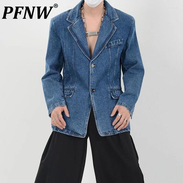 Chaquetas para hombres PFNW, traje de mezclilla desgastado, diseño de nicho de calle, abrigos masculinos, chaqueta informal, otoño 2024, elegante 28W1626