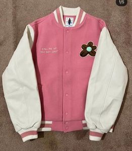 Heren Jassen Roze Luxe Heren Golf Bloem Le Fleur Tyler De Schepper Pu Leer Varsity Jassen Dons Katoen Warm Winter 16 230106