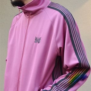 Heren Jackets Pink Stripe naalden jas Men vrouwen