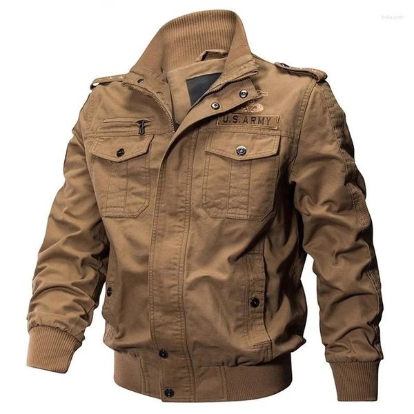 Chaquetas para hombres más tamaño 6xl chaqueta de bombardero militar hombres primavera otoño casual algodón multi-bolsillo abrigo piloto ejército safari carga vuelo ropa