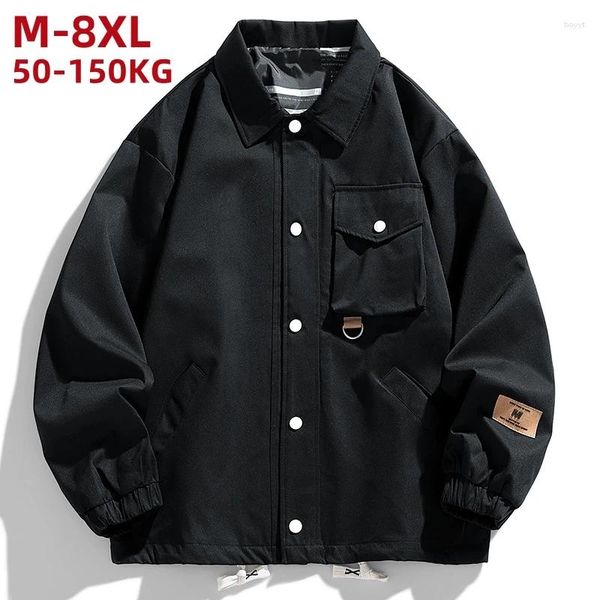 Vestes pour hommes Plus Taille 8XL Chemise Col Hommes Big Bomber Veste Mâle Mode Hip Hop Streetwear Orversized Manteaux Patchwork Manteaux