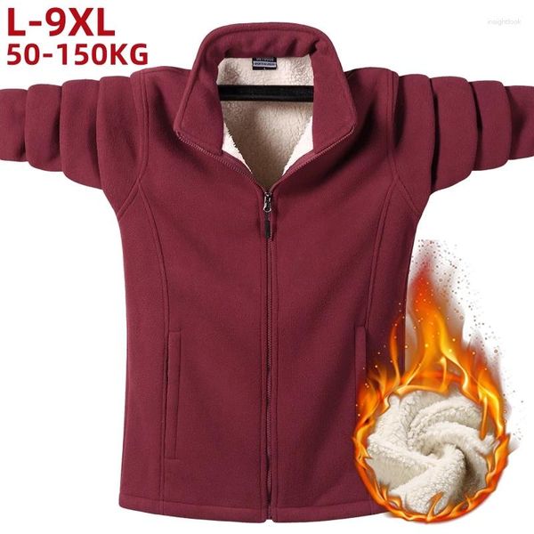 Chaquetas para hombres Tallas grandes 9XL 8XL Chaqueta de lana Anorak de invierno Casual Rompevientos Ropa exterior Cálido Abrigo de felpa grande Hombre Negro Parka Marido