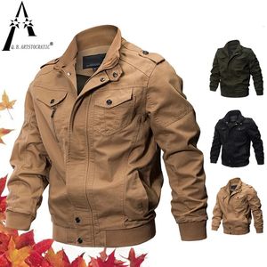 Men's Jackets Plus Size Military Bomber Jacket Men Spring Autumn Multipocket Pilot Male Army Cargo Flight Mens 231010